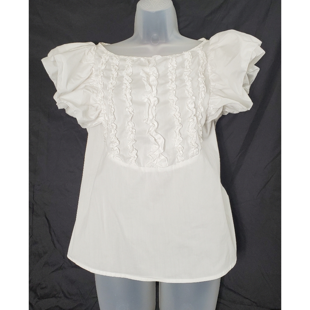 Sinclaire 10 White Ruffled Top
